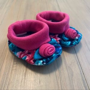 Booties Baby 6-9M Vintage Floral Cloth Rose Blue Pink